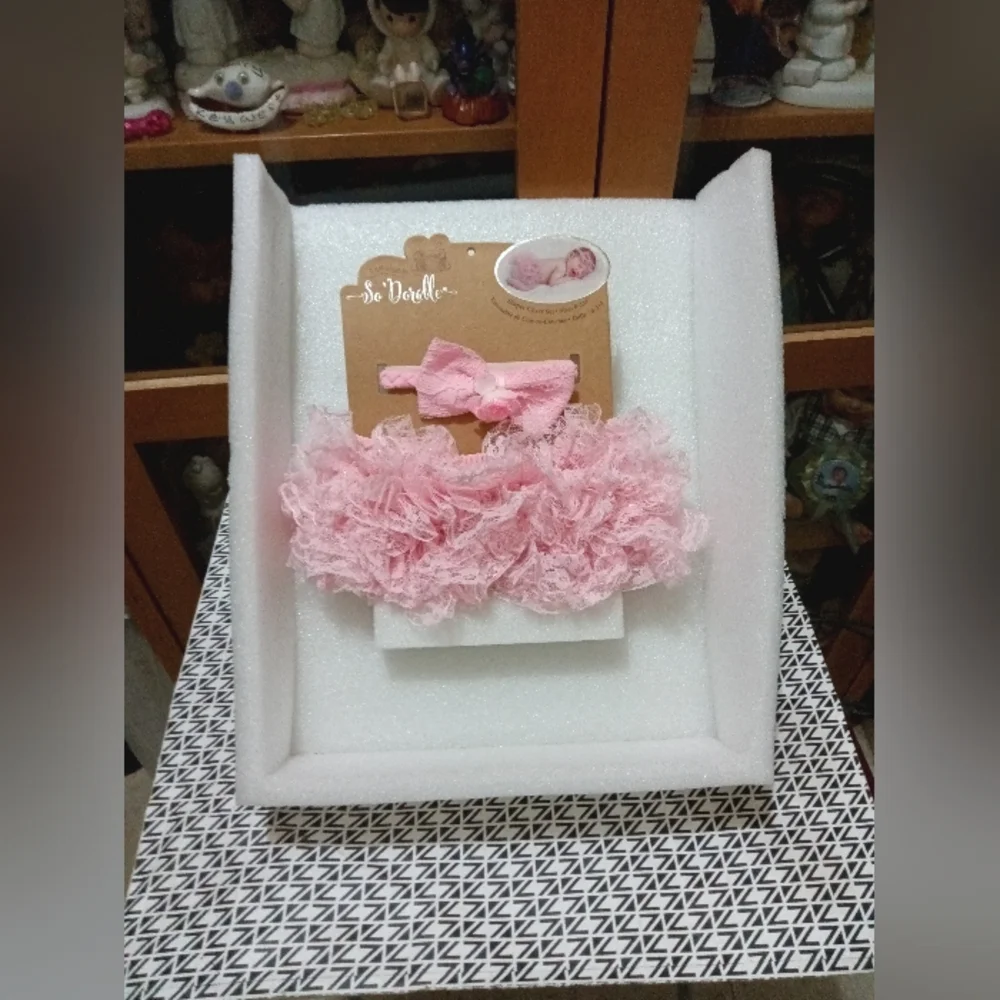 Two Piece Diaper Cover And Headband Set